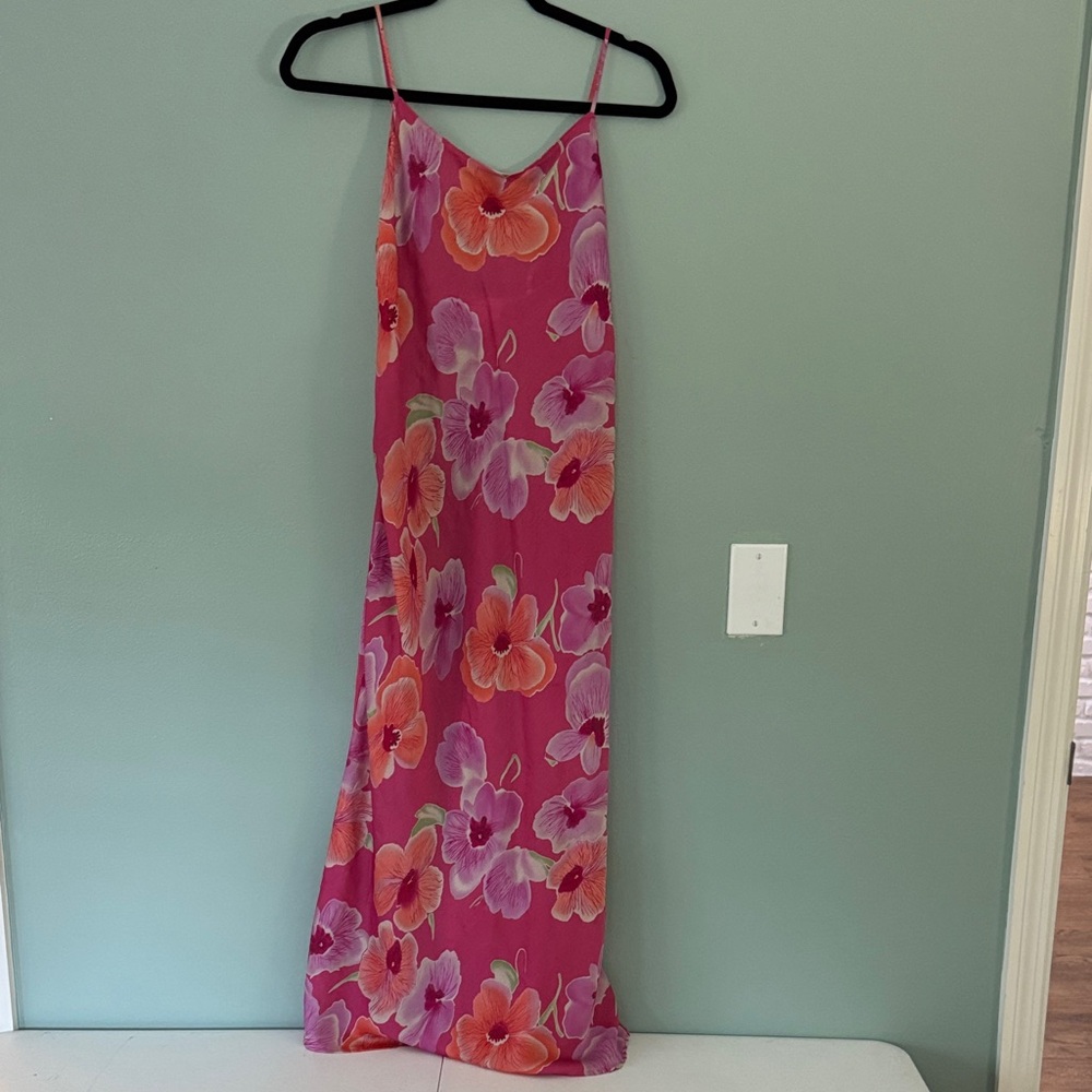 Vibrant Floral Spaghetti Strap Maxi Dress